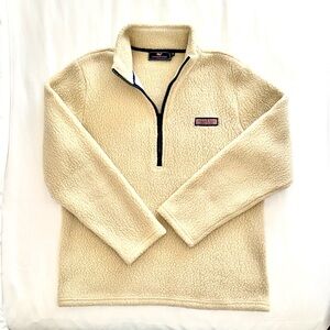 CRAZY COZY Vineyard Vines Fleece Sherpa Pullover - Camel - Mens Medium